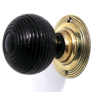 Solid Ebonised Round Beehive Door Knobs